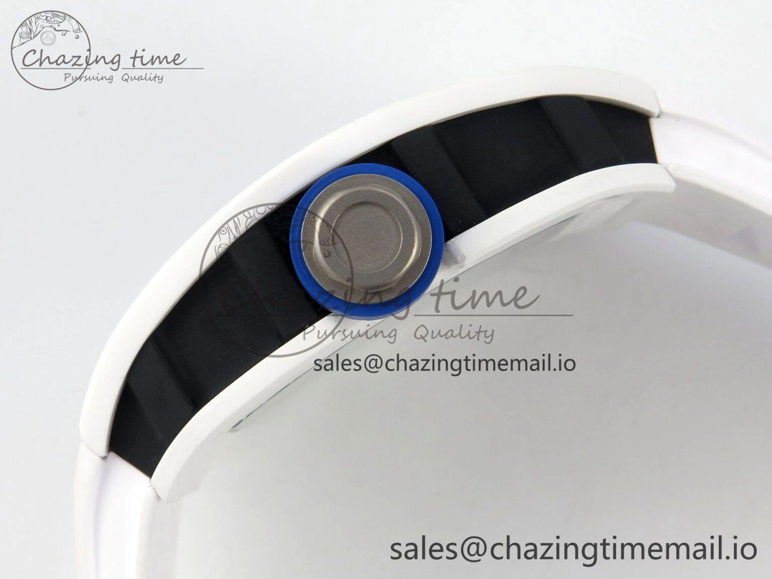 Custom RM055 White Ceramic ZGF Best Edition White Inner Bezel on White Rubber Strap Vaucher Manufacture Fleurier Movement (Free Sprung)