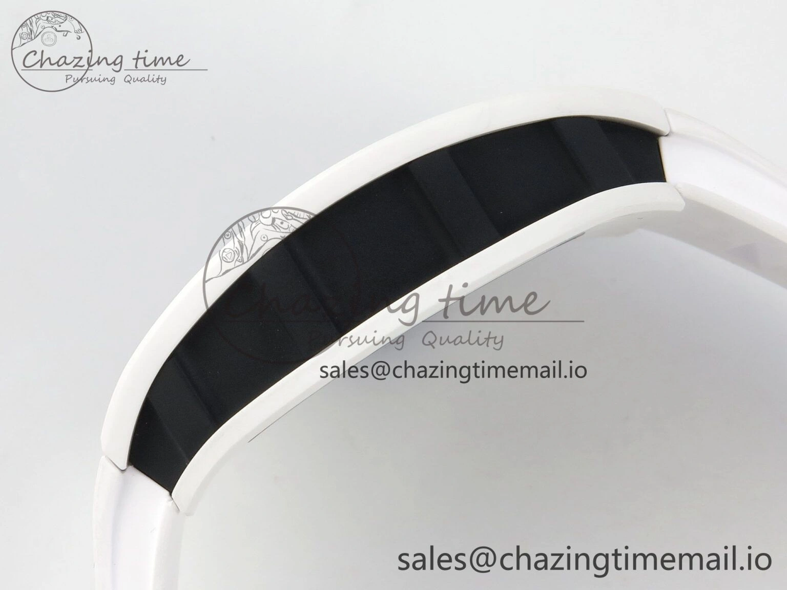 Custom RM055 White Ceramic ZGF Best Edition White Inner Bezel on White Rubber Strap Vaucher Manufacture Fleurier Movement (Free Sprung)