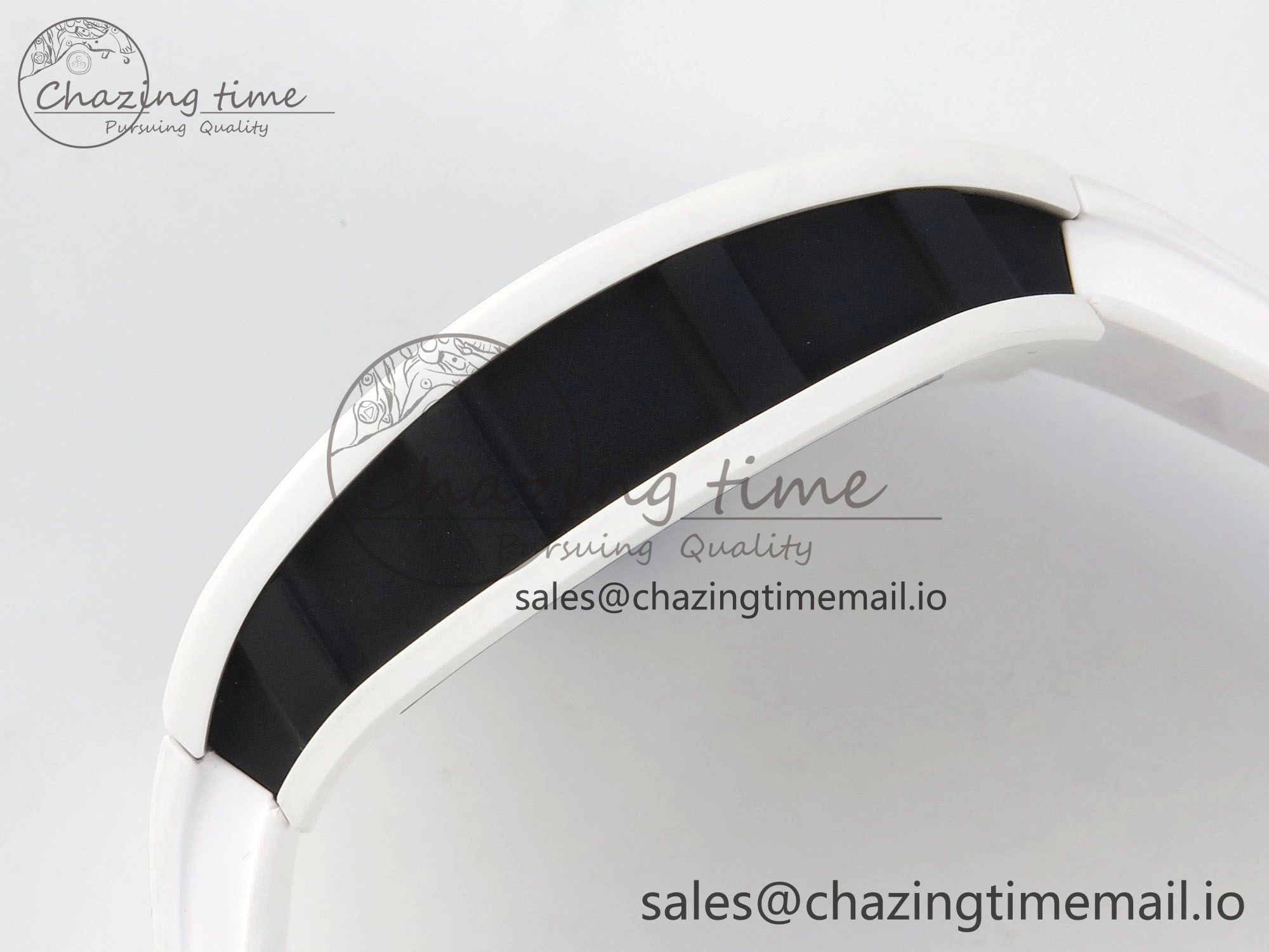 Custom RM055 White Ceramic ZGF Best Edition White Inner Bezel on White Rubber Strap Vaucher Manufacture Fleurier Movement (Free Sprung)