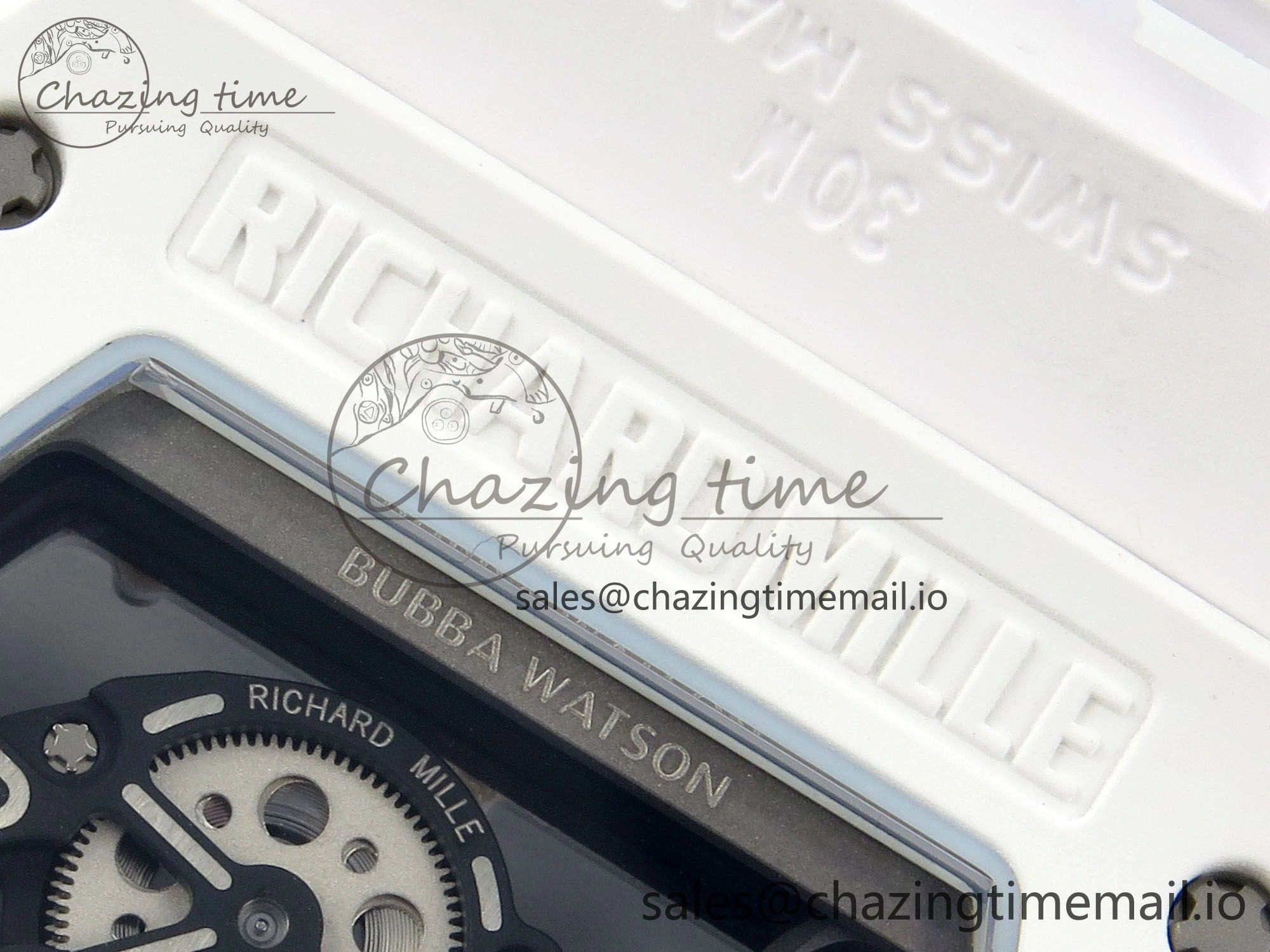 Custom RM055 White Ceramic ZGF Best Edition White Inner Bezel on White Rubber Strap Vaucher Manufacture Fleurier Movement (Free Sprung)