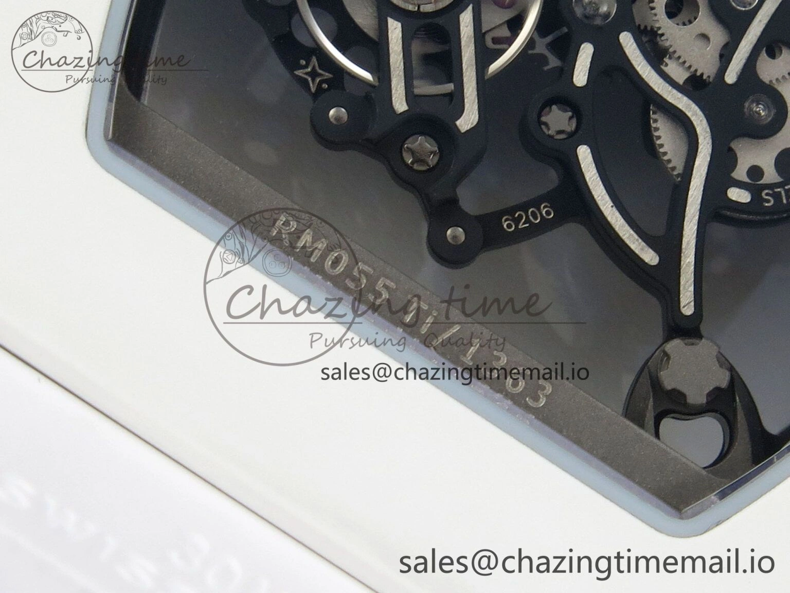 Custom RM055 White Ceramic ZGF Best Edition White Inner Bezel on White Rubber Strap Vaucher Manufacture Fleurier Movement (Free Sprung)