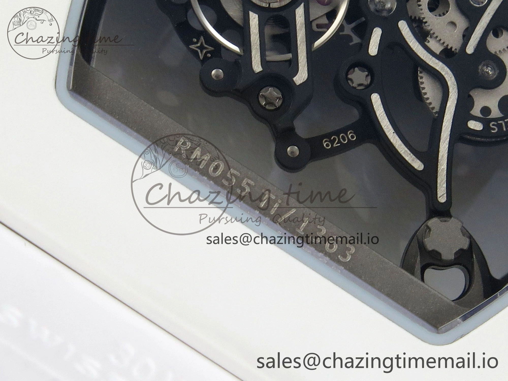Custom RM055 White Ceramic ZGF Best Edition White Inner Bezel on White Rubber Strap Vaucher Manufacture Fleurier Movement (Free Sprung)