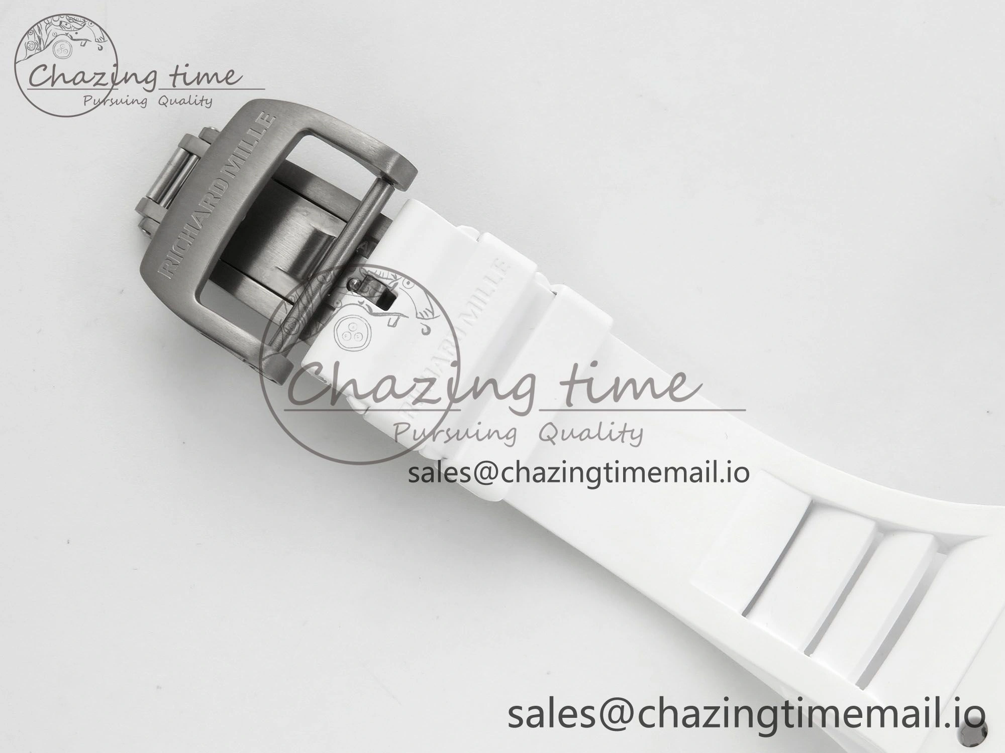 Custom RM055 White Ceramic ZGF Best Edition White Inner Bezel on White Rubber Strap Vaucher Manufacture Fleurier Movement (Free Sprung)