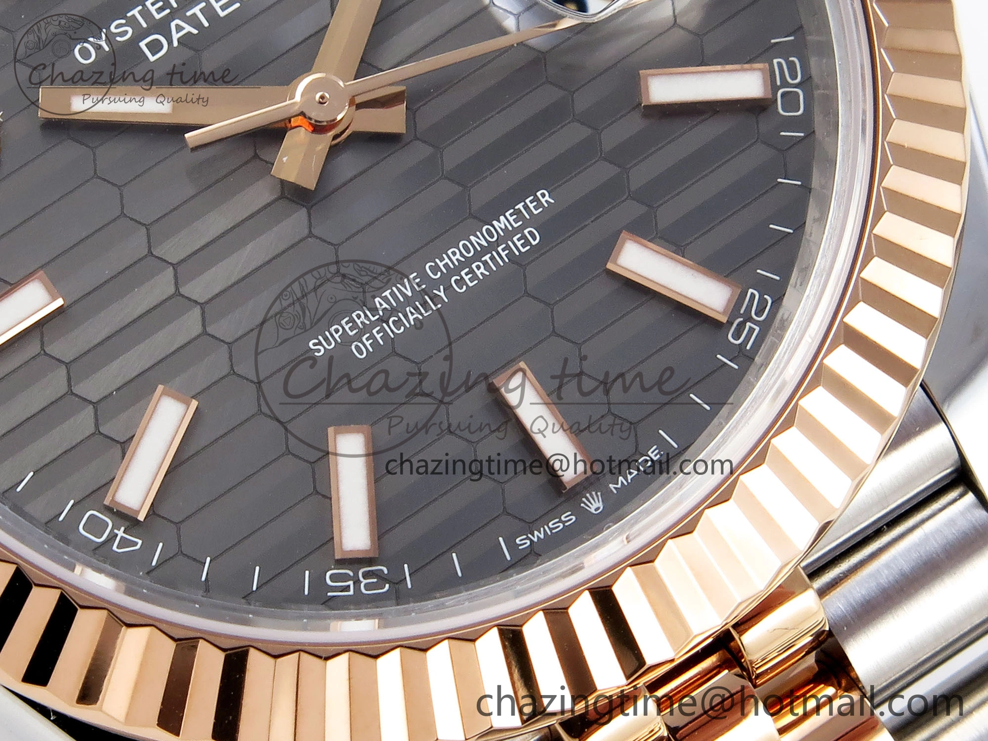 DATEJUST 41 126331 VSF 1:1 BEST EDITION 904L STEEL GRAY TEXTURED DIAL ON SS RG JUBILEE BRACELET VS3235