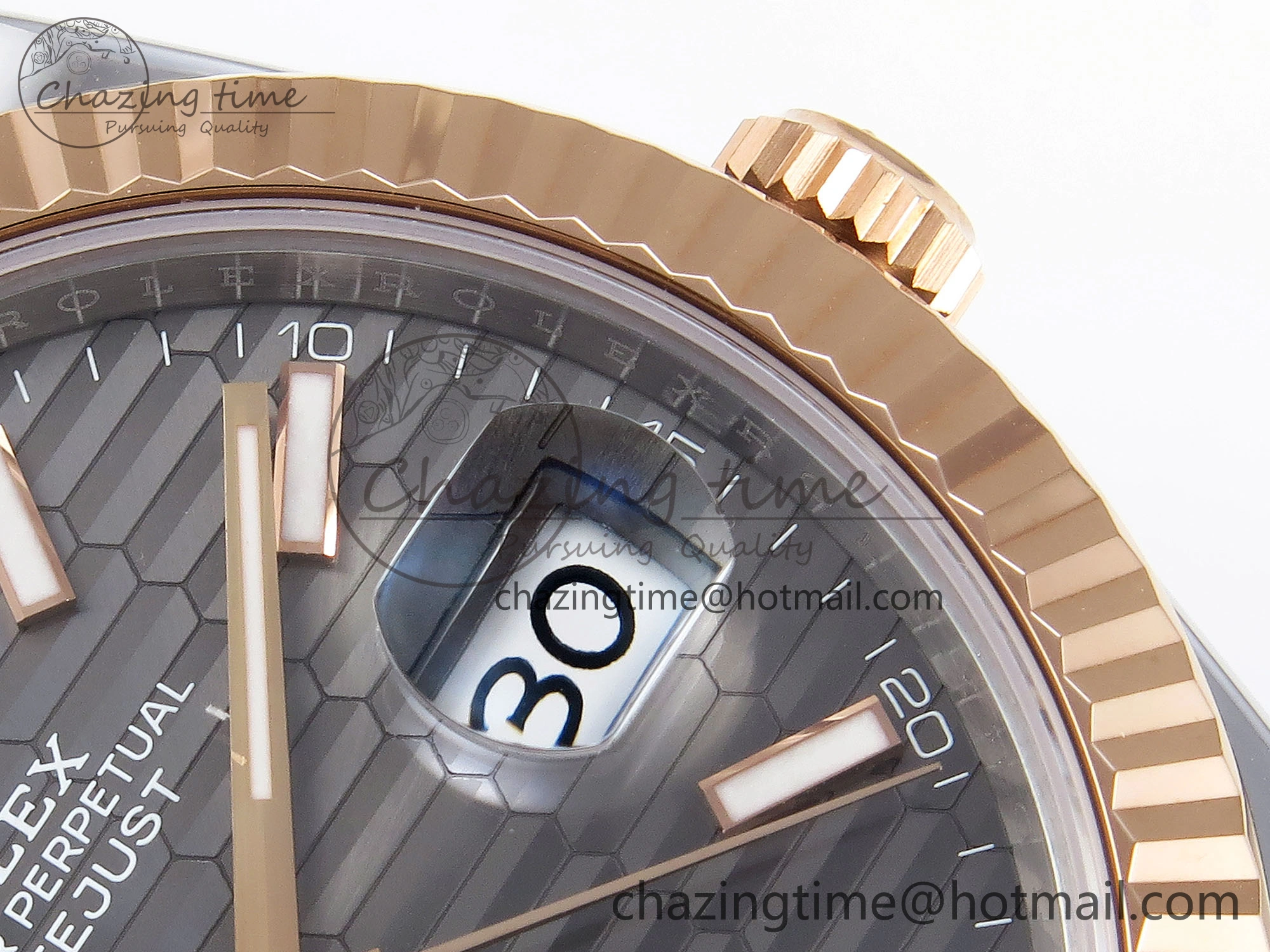 DATEJUST 41 126331 VSF 1:1 BEST EDITION 904L STEEL GRAY TEXTURED DIAL ON SS RG JUBILEE BRACELET VS3235