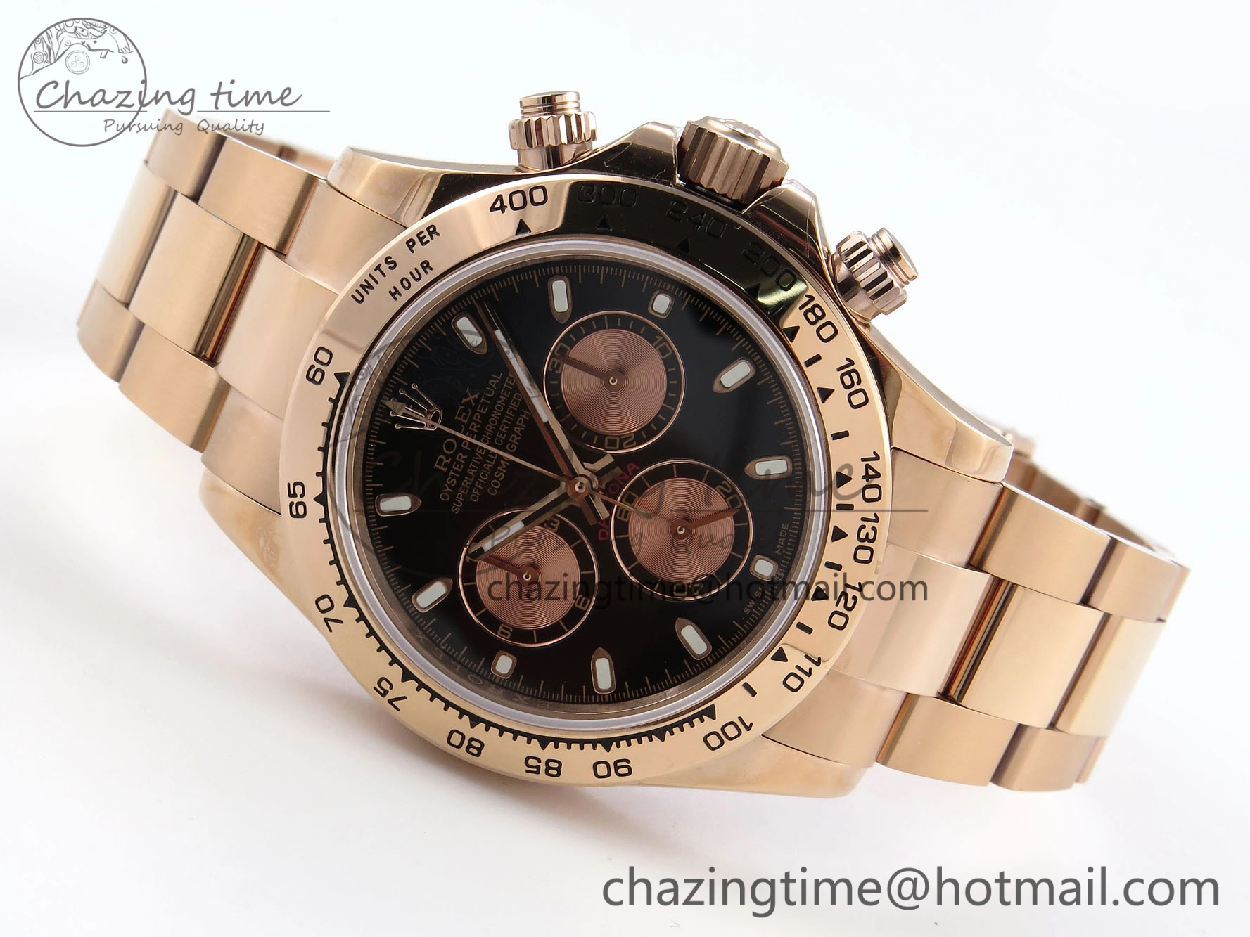 DAYTONA 116505 RG OMF BEST EDITION BLACK RG DIAL ON RG BRACELET A7750 (SLIM MOVEMENT)