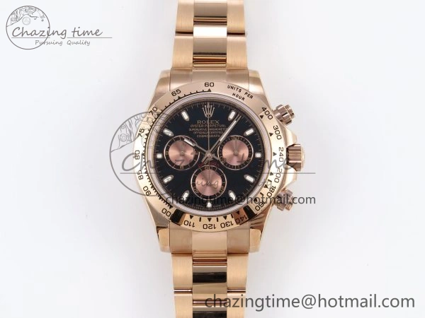 DAYTONA 116505 RG OMF BEST EDITION BLACK RG DIAL ON RG BRACELET A7750 (SLIM MOVEMENT)