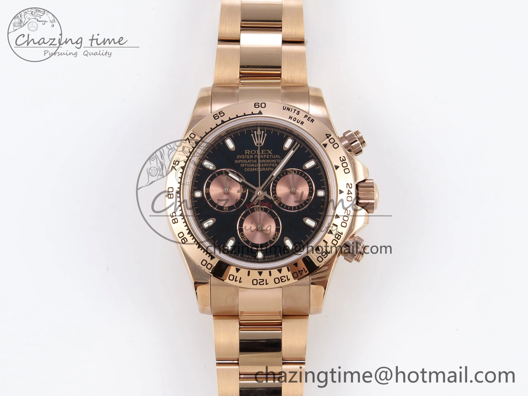 DAYTONA 116505 RG OMF BEST EDITION BLACK RG DIAL ON RG BRACELET A7750 (SLIM MOVEMENT)