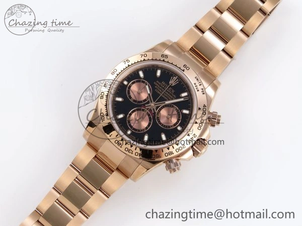 DAYTONA 116505 RG OMF BEST EDITION BLACK RG DIAL ON RG BRACELET A7750 (SLIM MOVEMENT)