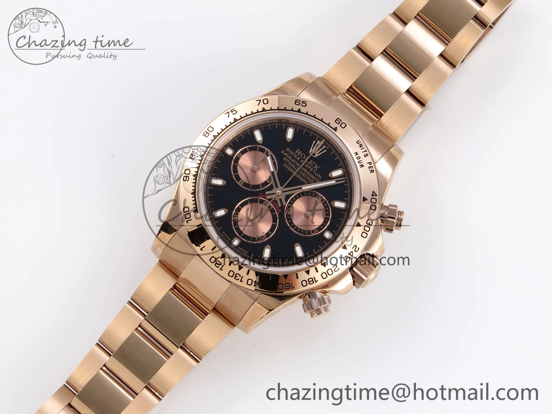 DAYTONA 116505 RG OMF BEST EDITION BLACK RG DIAL ON RG BRACELET A7750 (SLIM MOVEMENT)