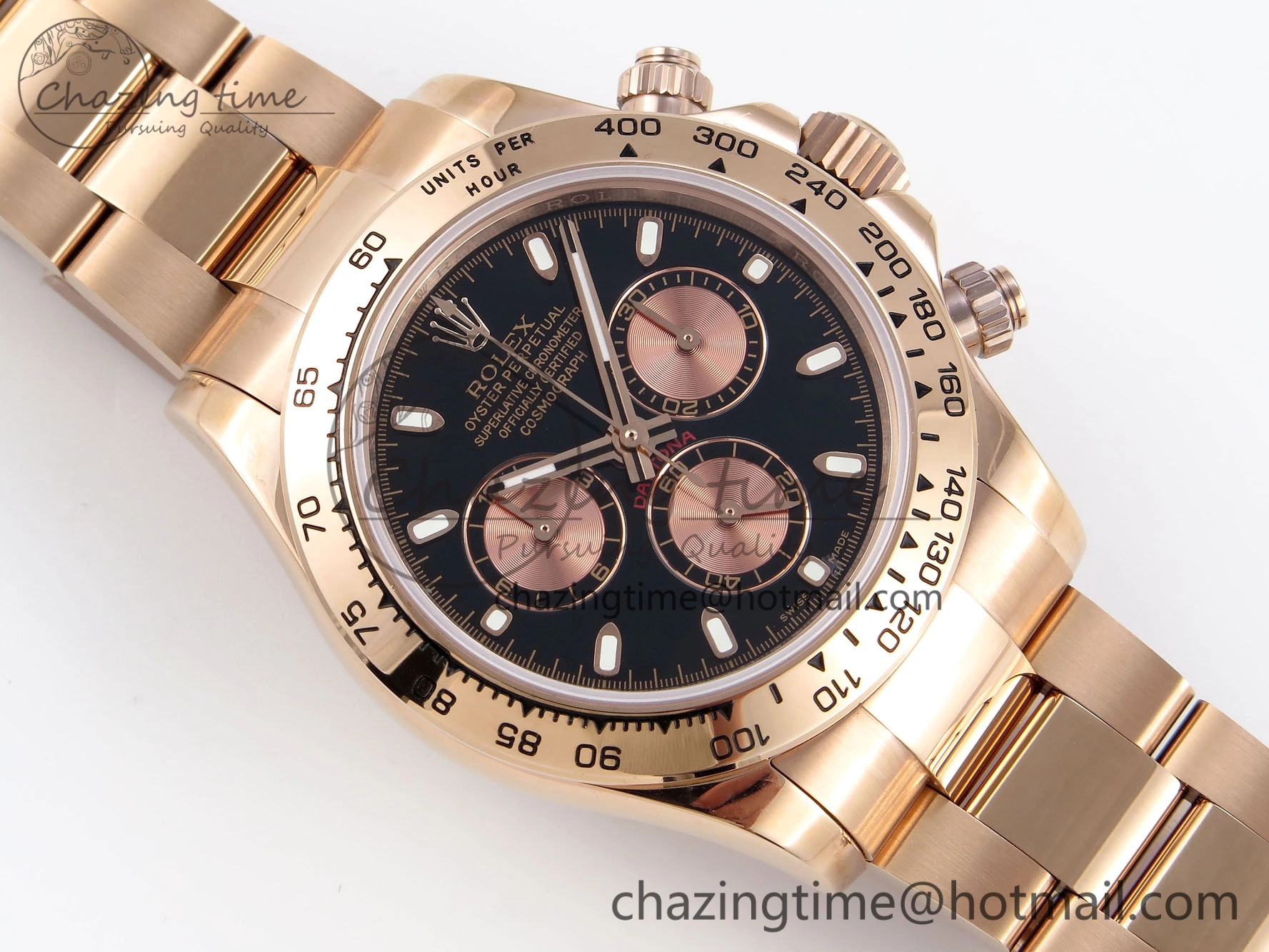 DAYTONA 116505 RG OMF BEST EDITION BLACK RG DIAL ON RG BRACELET A7750 (SLIM MOVEMENT)