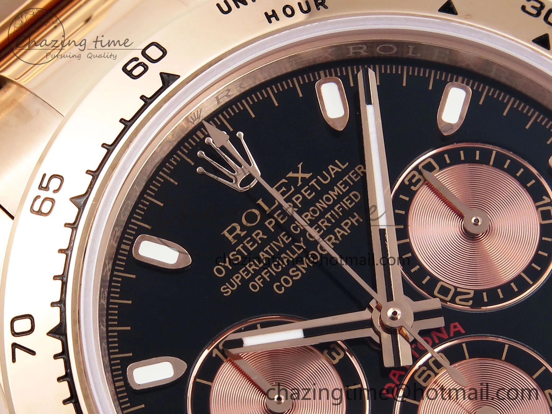DAYTONA 116505 RG OMF BEST EDITION BLACK RG DIAL ON RG BRACELET A7750 (SLIM MOVEMENT)