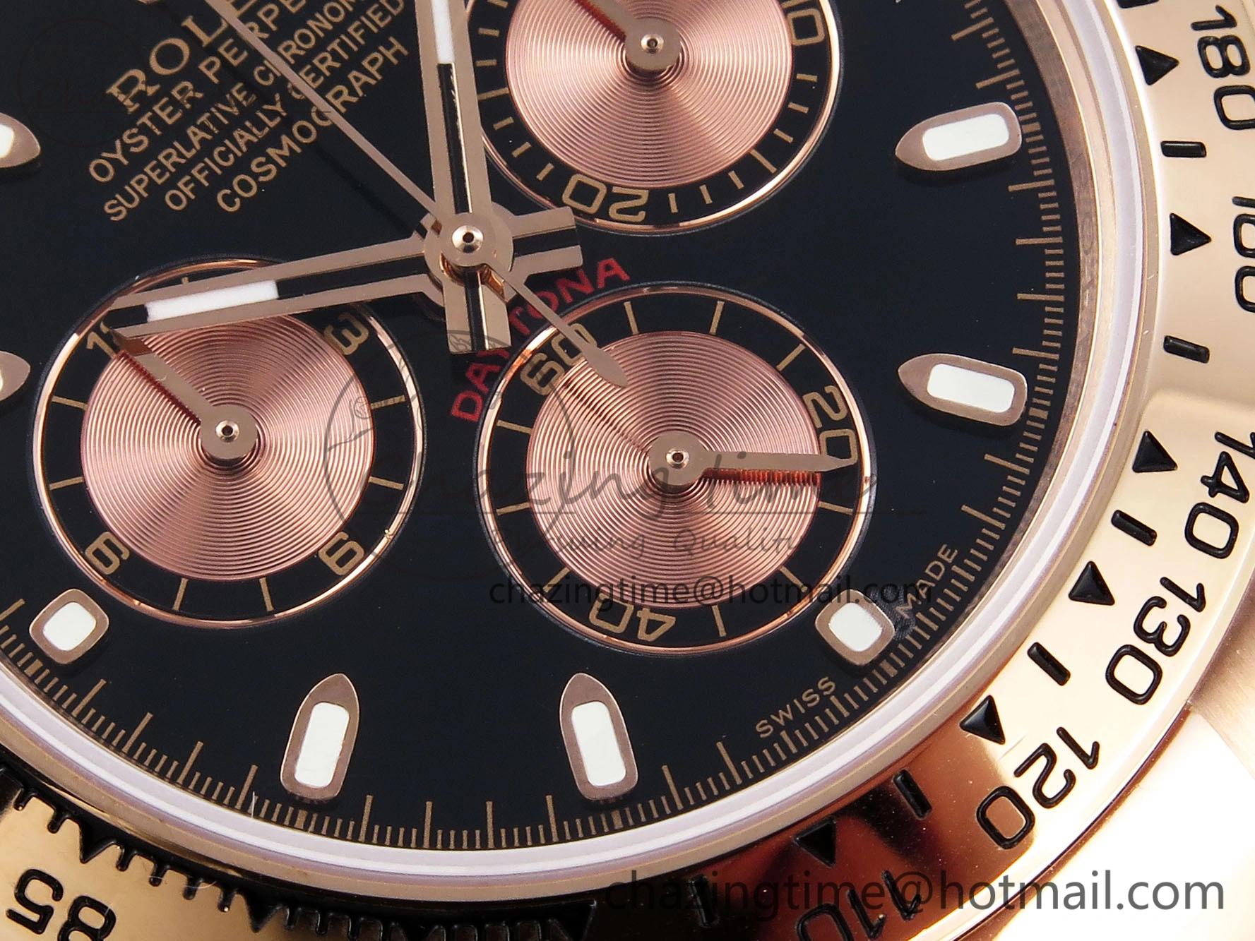 DAYTONA 116505 RG OMF BEST EDITION BLACK RG DIAL ON RG BRACELET A7750 (SLIM MOVEMENT)