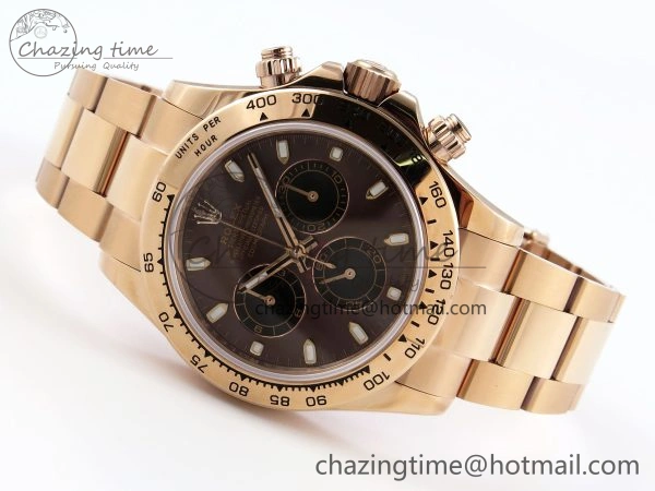 DAYTONA 116505 RG OMF BEST EDITION BROWN BLACK DIAL ON RG BRACELET A7750 (SLIM MOVEMENT)