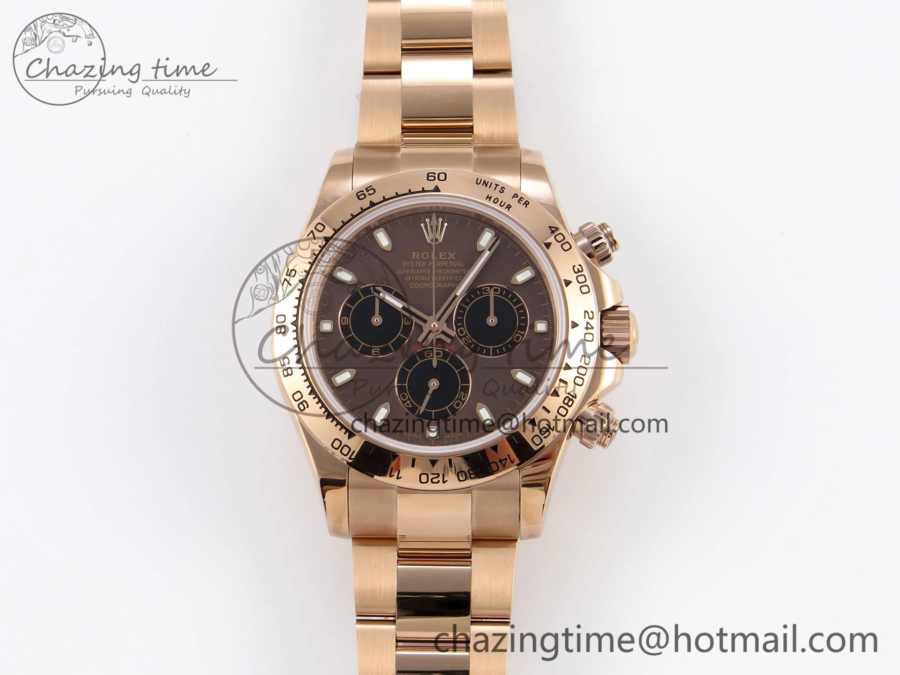 DAYTONA 116505 RG OMF BEST EDITION BROWN BLACK DIAL ON RG BRACELET A7750 (SLIM MOVEMENT)