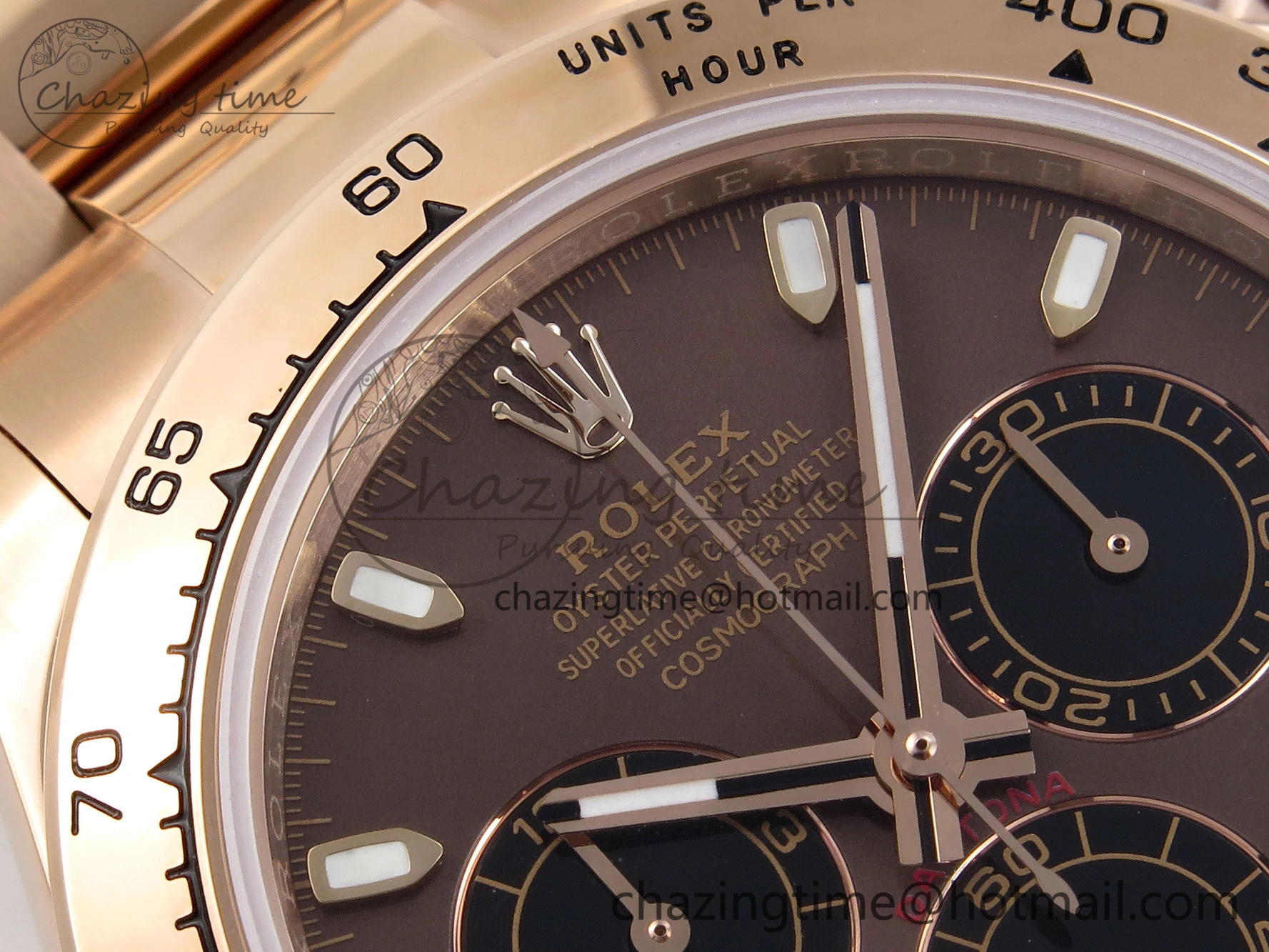 DAYTONA 116505 RG OMF BEST EDITION BROWN BLACK DIAL ON RG BRACELET A7750 (SLIM MOVEMENT)