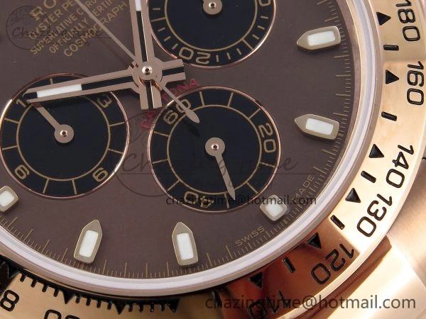 DAYTONA 116505 RG OMF BEST EDITION BROWN BLACK DIAL ON RG BRACELET A7750 (SLIM MOVEMENT)