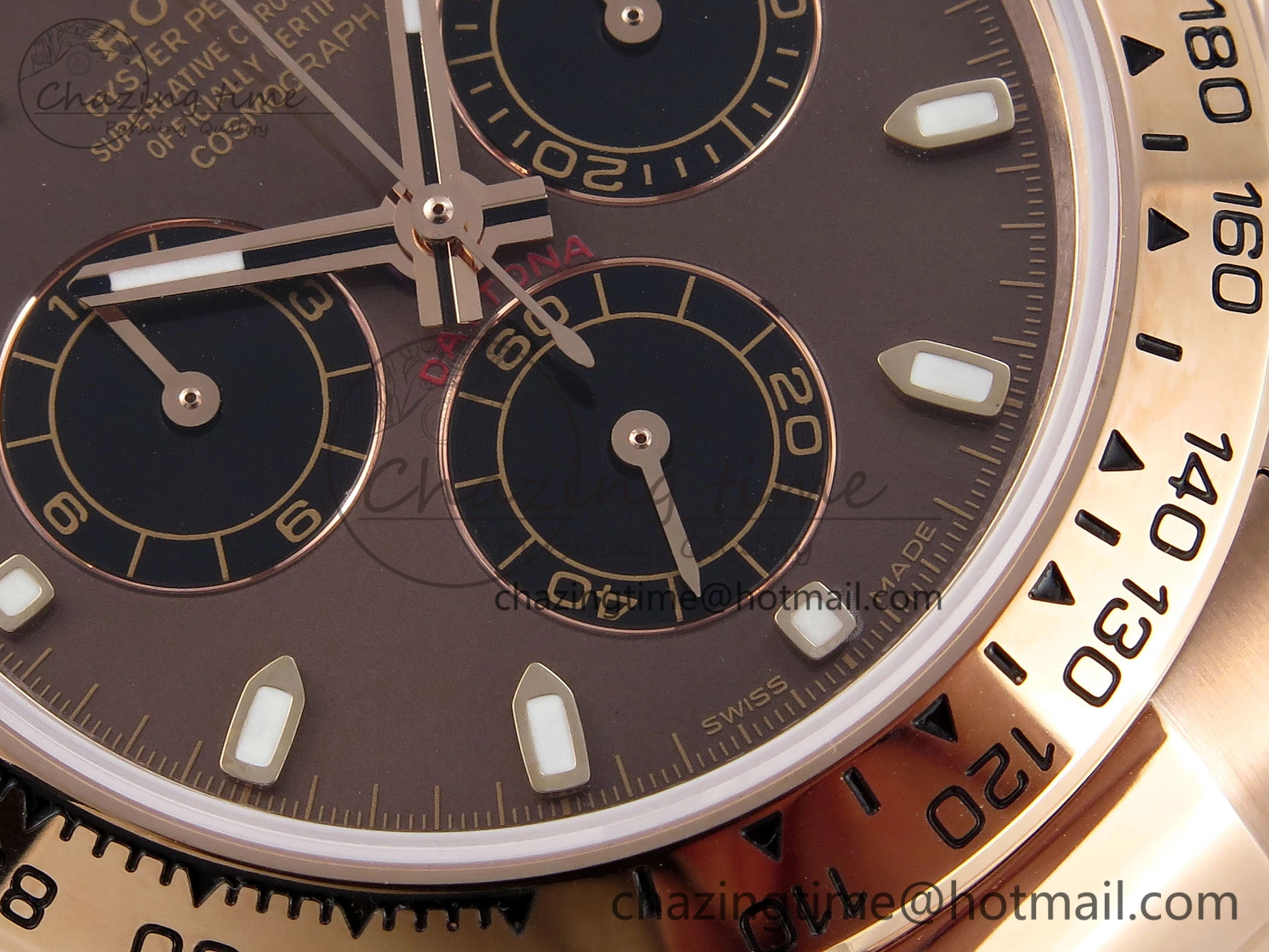 DAYTONA 116505 RG OMF BEST EDITION BROWN BLACK DIAL ON RG BRACELET A7750 (SLIM MOVEMENT)