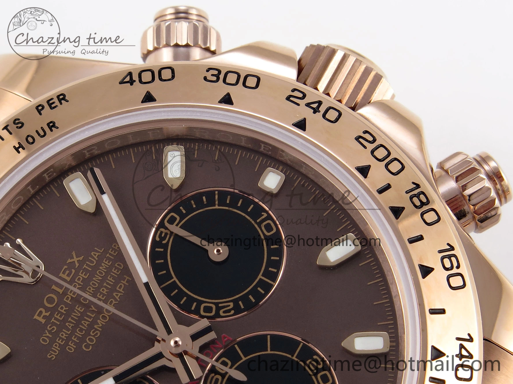 DAYTONA 116505 RG OMF BEST EDITION BROWN BLACK DIAL ON RG BRACELET A7750 (SLIM MOVEMENT)