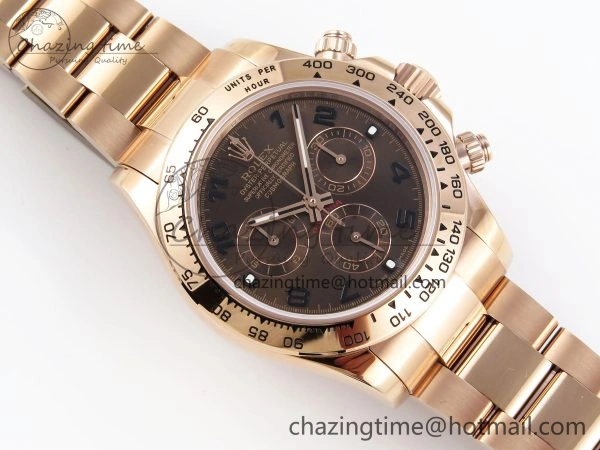 DAYTONA 116505 RG OMF BEST EDITION CHOCOLATE DIAL ON RG BRACELET A7750 (SLIM MOVEMENT)
