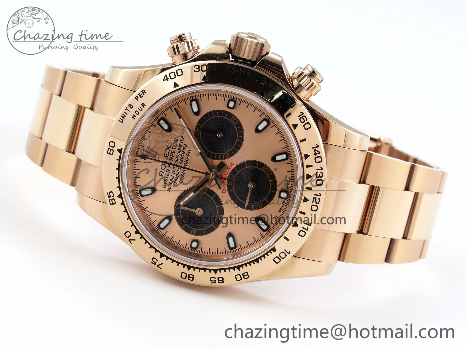 DAYTONA 116505 RG OMF BEST EDITION RG BLACK DIAL ON RG BRACELET A7750 (SLIM MOVEMENT)