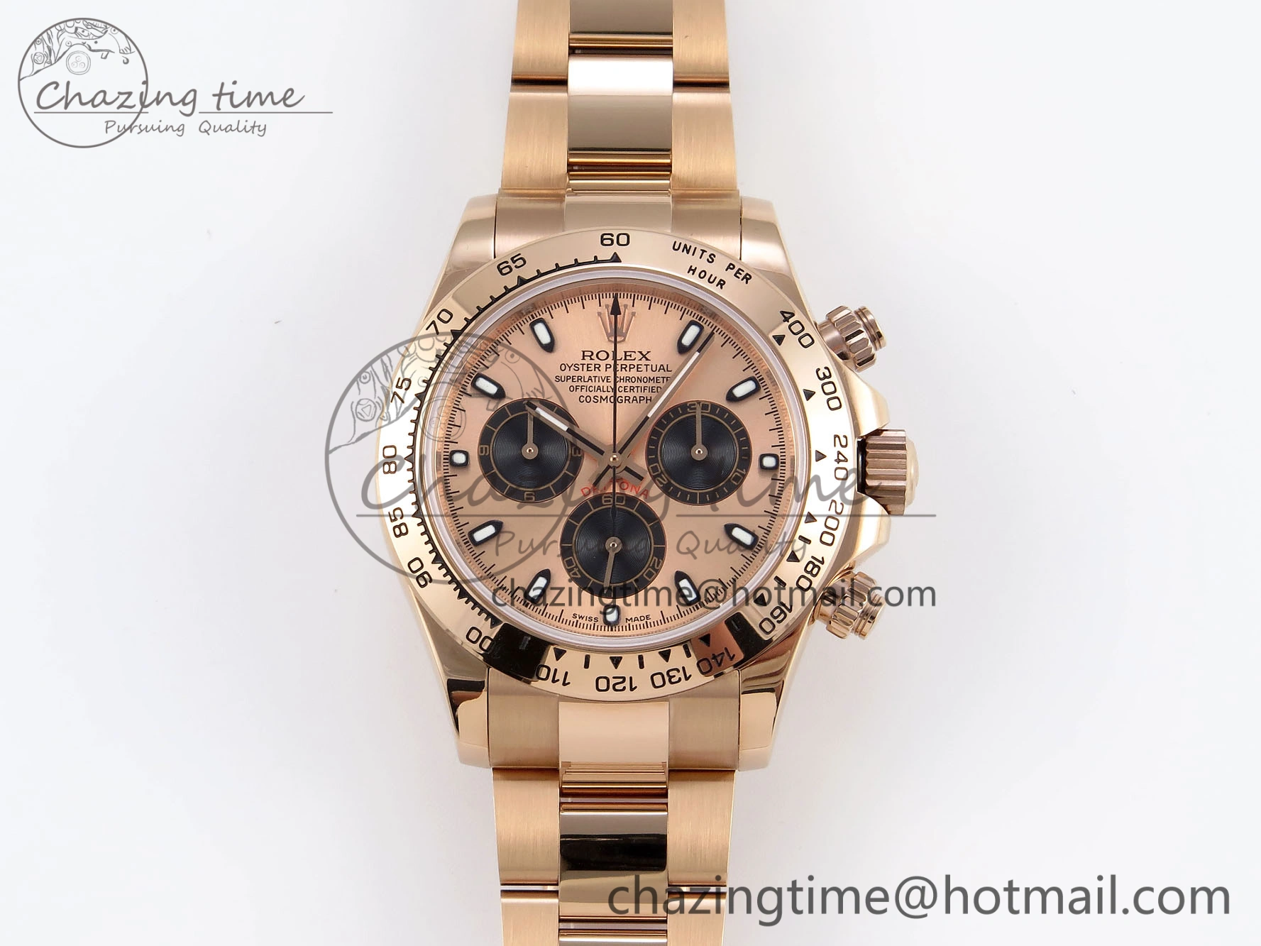 DAYTONA 116505 RG OMF BEST EDITION RG BLACK DIAL ON RG BRACELET A7750 (SLIM MOVEMENT)