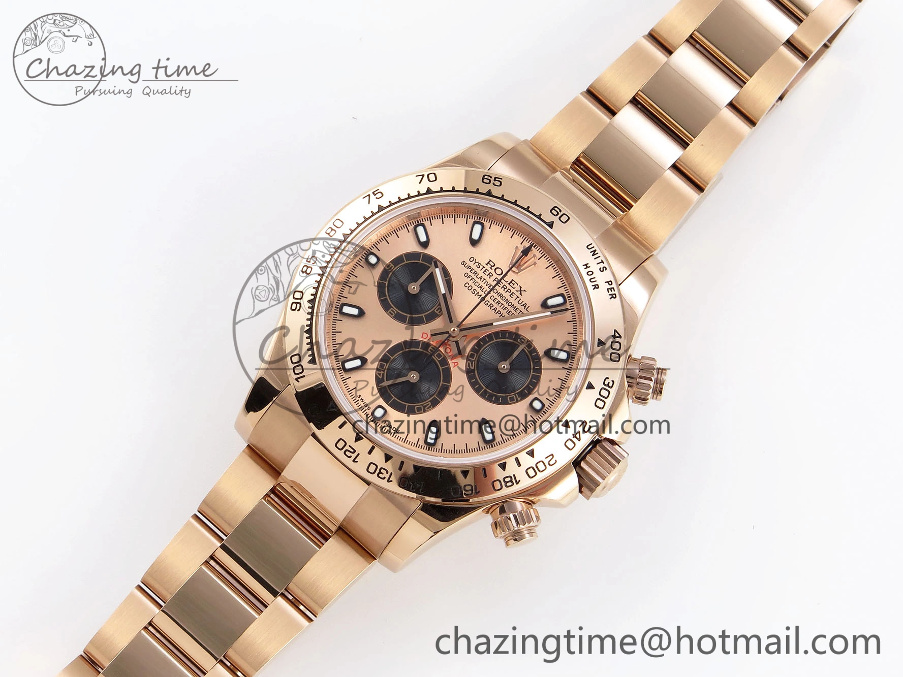 DAYTONA 116505 RG OMF BEST EDITION RG BLACK DIAL ON RG BRACELET A7750 (SLIM MOVEMENT)