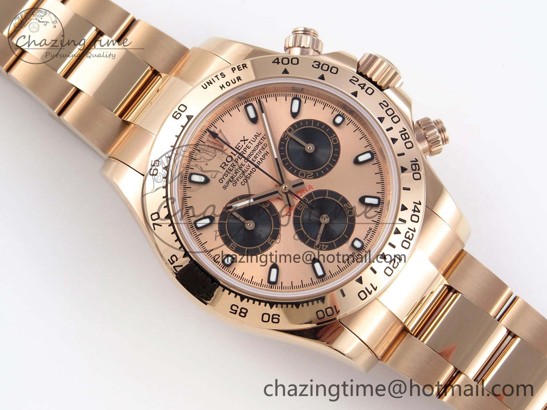 DAYTONA 116505 RG OMF BEST EDITION RG BLACK DIAL ON RG BRACELET A7750 (SLIM MOVEMENT)