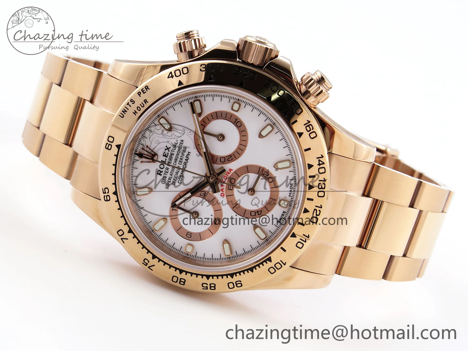 DAYTONA 116505 RG OMF BEST EDITION WHITE DIAL ON RG BRACELET A7750 (SLIM MOVEMENT)