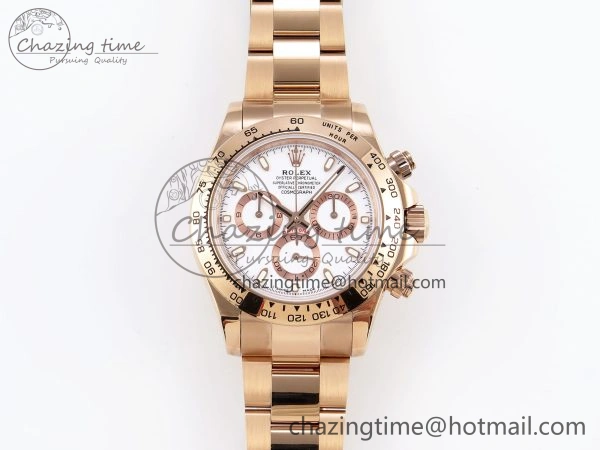 DAYTONA 116505 RG OMF BEST EDITION WHITE DIAL ON RG BRACELET A7750 (SLIM MOVEMENT)