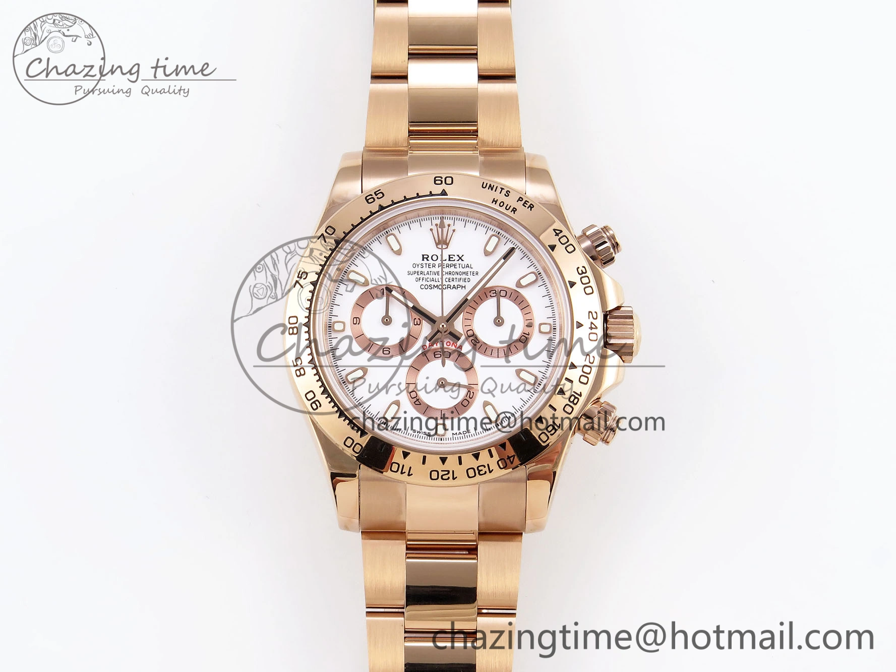 DAYTONA 116505 RG OMF BEST EDITION WHITE DIAL ON RG BRACELET A7750 (SLIM MOVEMENT)