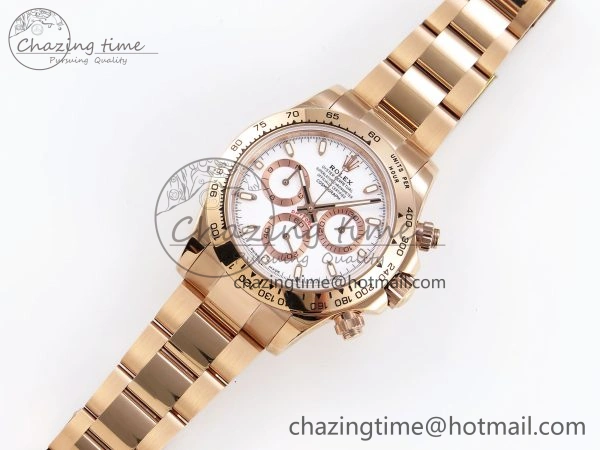 DAYTONA 116505 RG OMF BEST EDITION WHITE DIAL ON RG BRACELET A7750 (SLIM MOVEMENT)