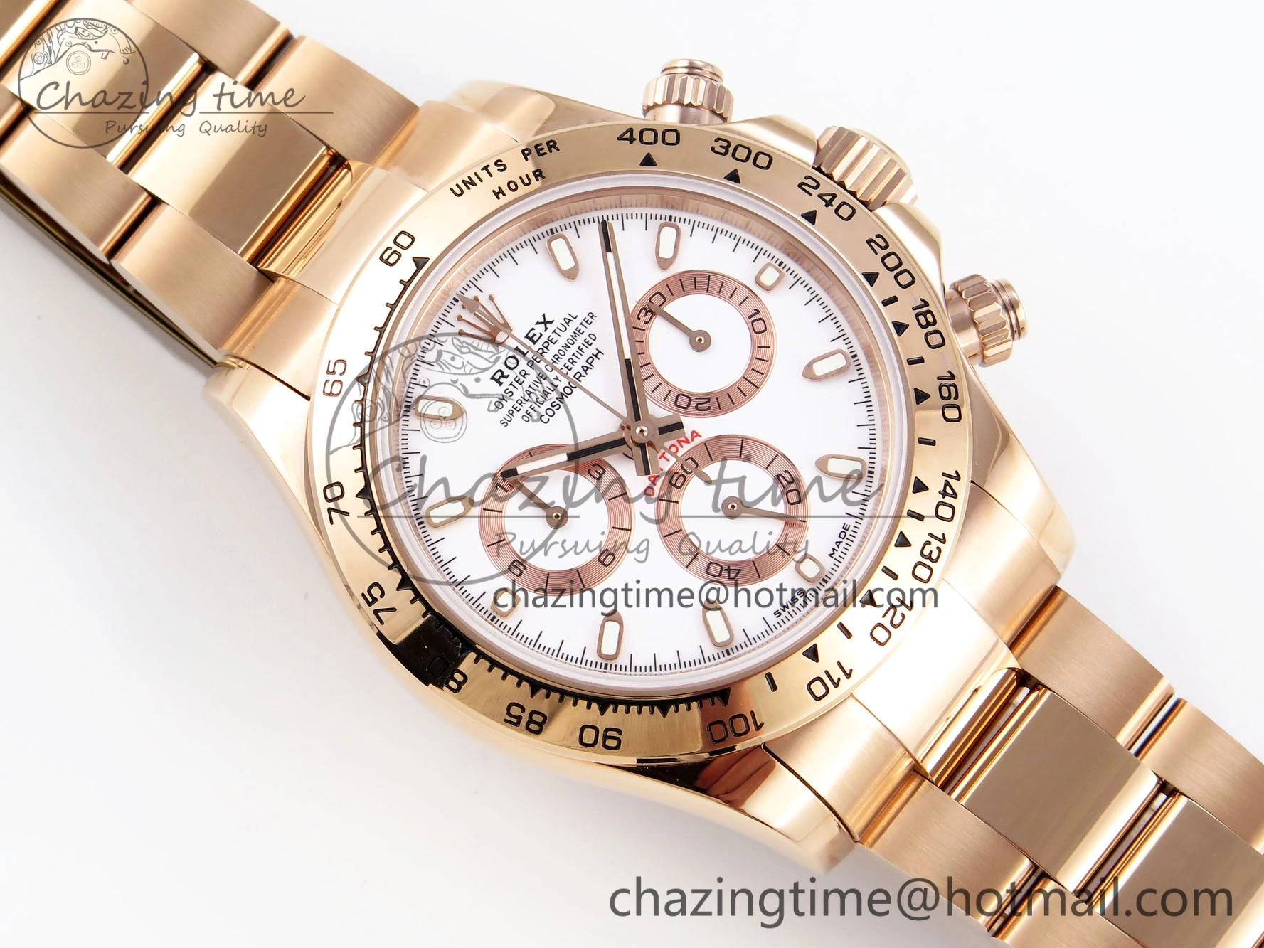 DAYTONA 116505 RG OMF BEST EDITION WHITE DIAL ON RG BRACELET A7750 (SLIM MOVEMENT)