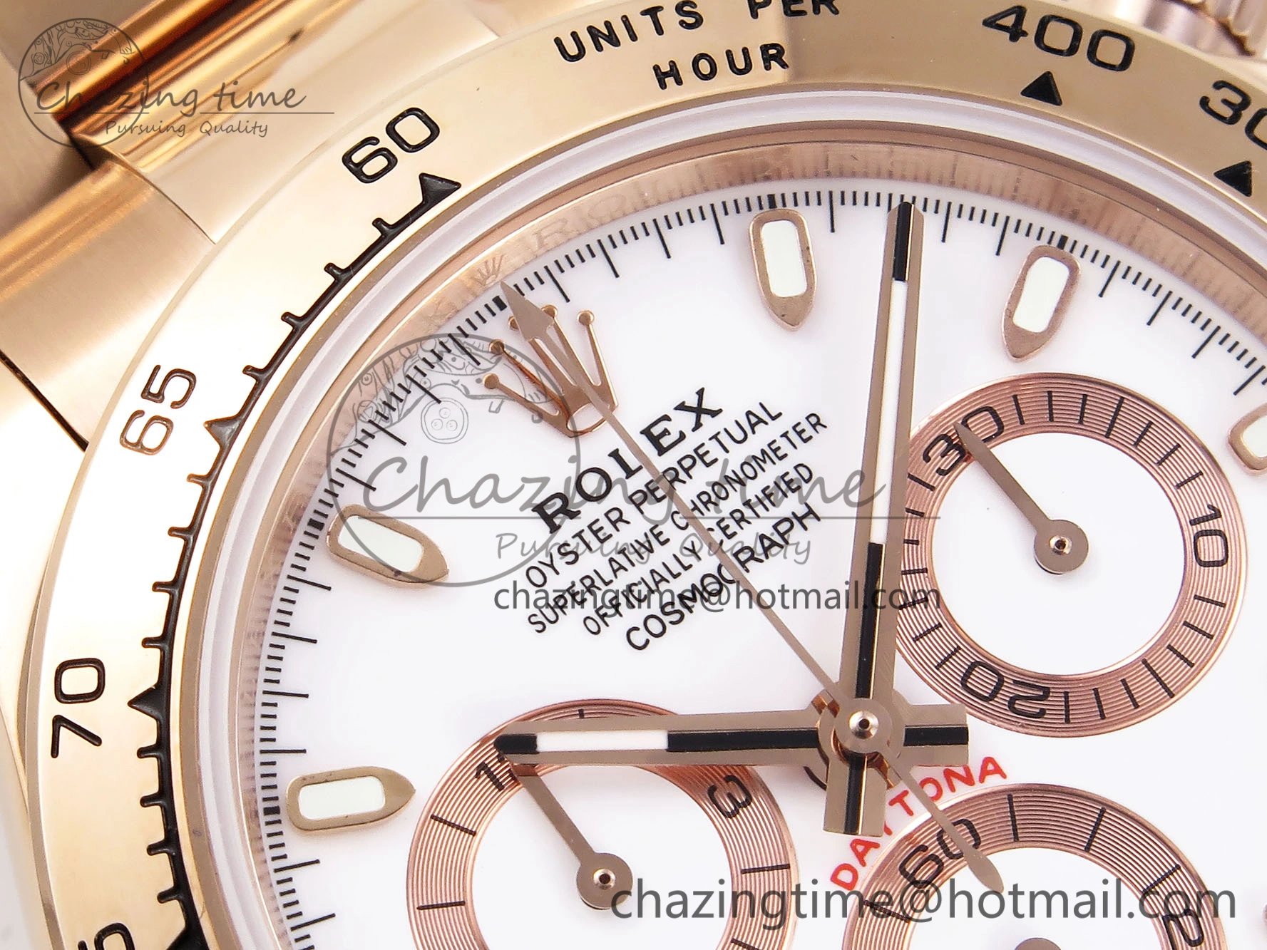 DAYTONA 116505 RG OMF BEST EDITION WHITE DIAL ON RG BRACELET A7750 (SLIM MOVEMENT)