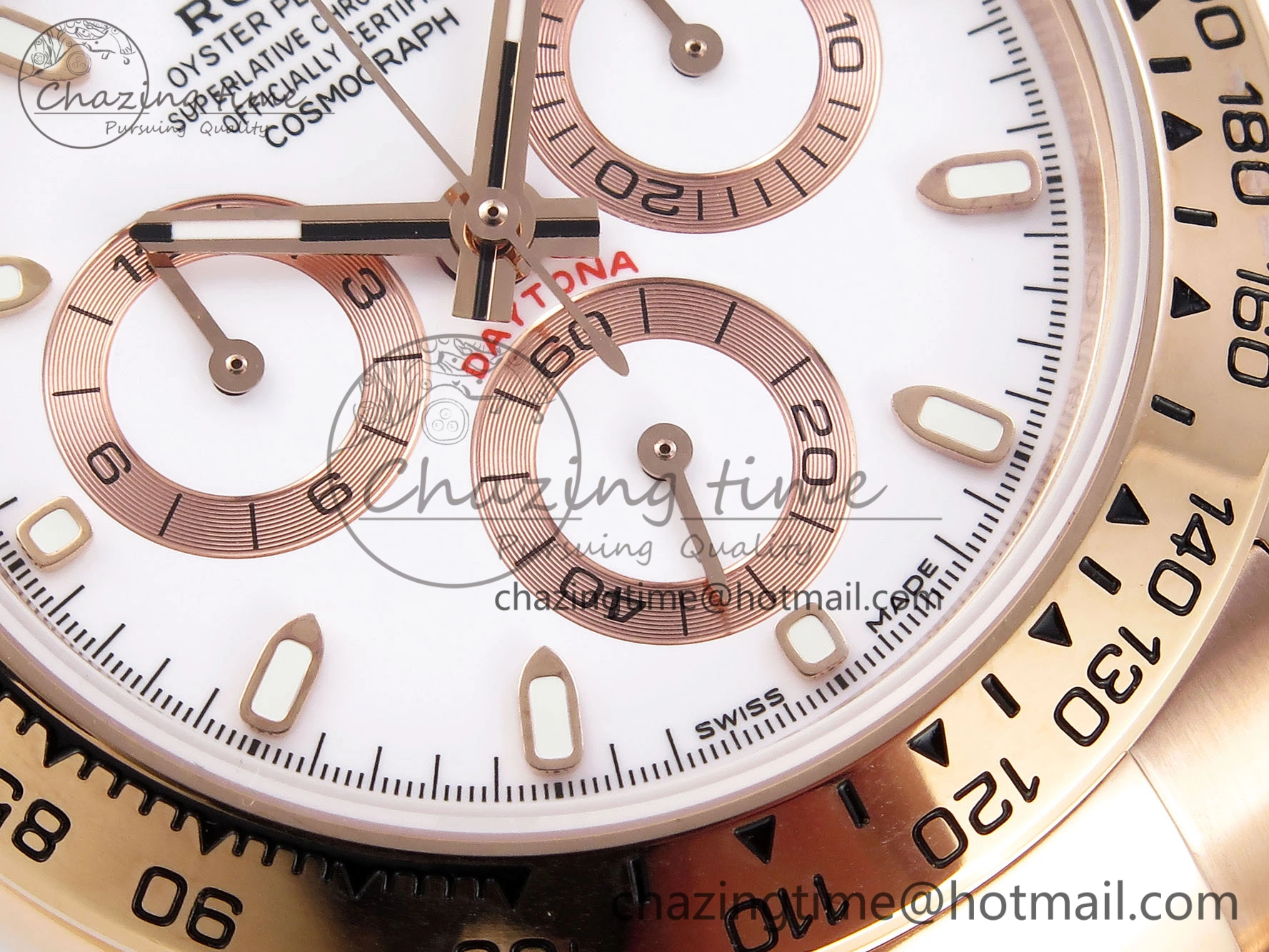 DAYTONA 116505 RG OMF BEST EDITION WHITE DIAL ON RG BRACELET A7750 (SLIM MOVEMENT)