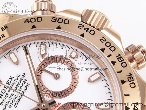 DAYTONA 116505 RG OMF BEST EDITION WHITE DIAL ON RG BRACELET A7750 (SLIM MOVEMENT)
