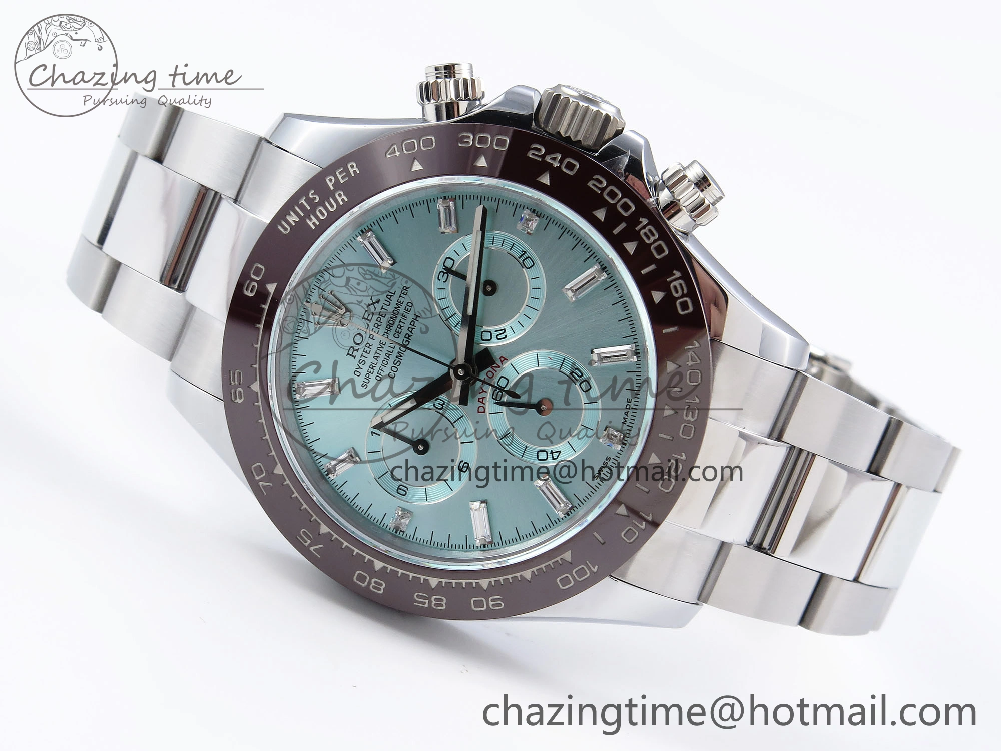 DAYTONA 116506 QF 1:1 BEST EDITION ICE BLUE DIAL CRYSTAL MARKERS ON SS BRACELET SH4130 V3 (GAIN WEIGHT)