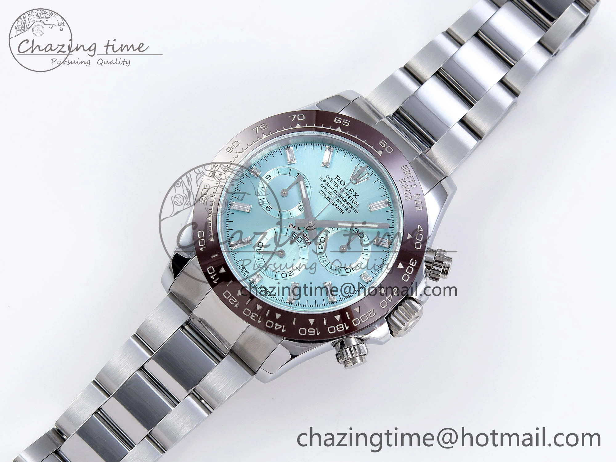 DAYTONA 116506 QF 1:1 BEST EDITION ICE BLUE DIAL CRYSTAL MARKERS ON SS BRACELET SH4130 V3 (GAIN WEIGHT)