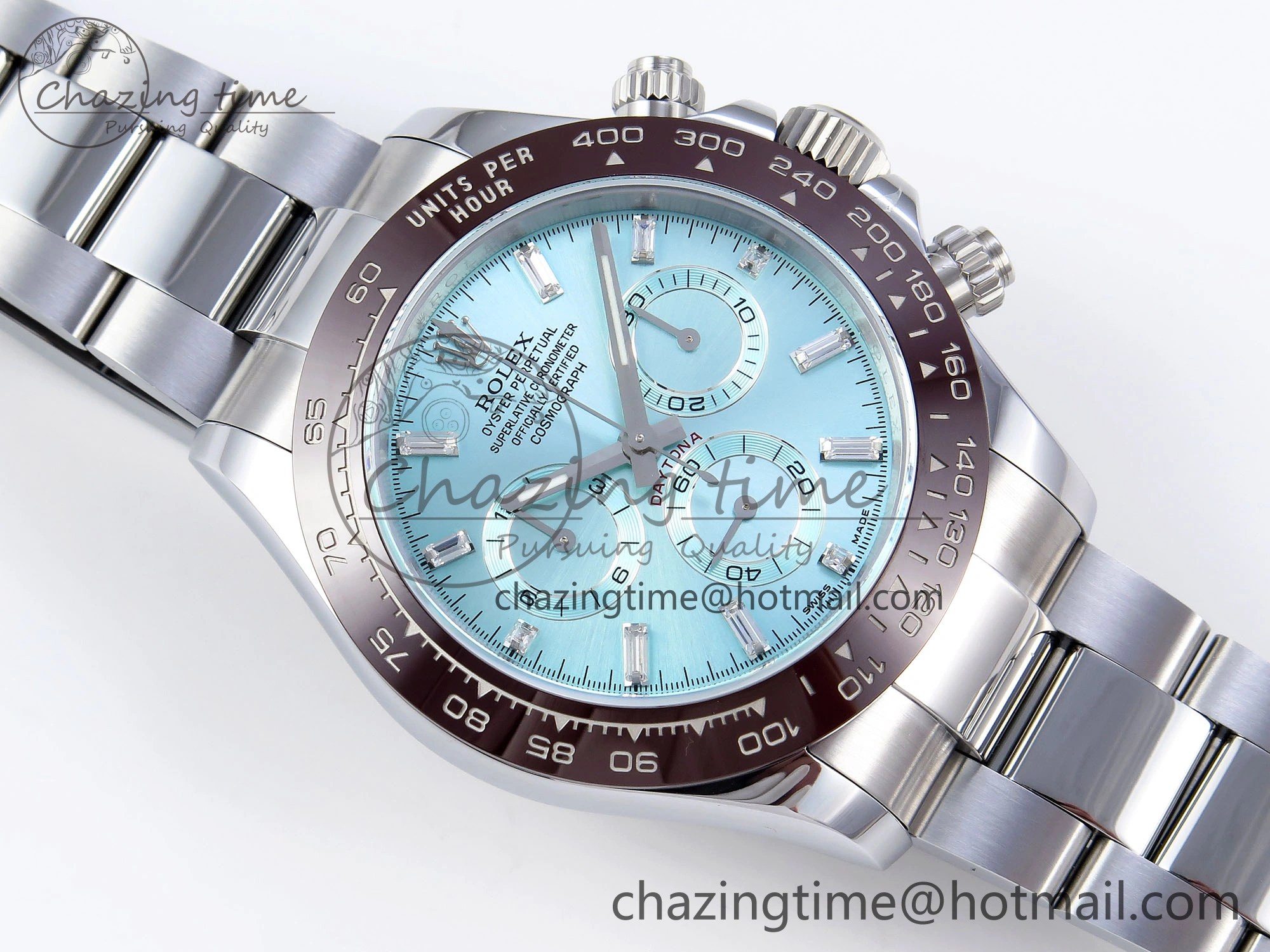 DAYTONA 116506 QF 1:1 BEST EDITION ICE BLUE DIAL CRYSTAL MARKERS ON SS BRACELET SH4130 V3 (GAIN WEIGHT)