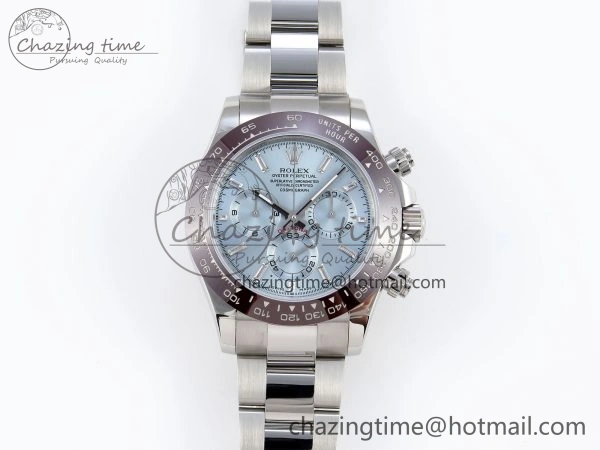 DAYTONA 116506 SS OMF BEST EDITION ICE BLUE CRYSTAL DIAL ON SS BRACELET A7750 (SLIM MOVEMENT)