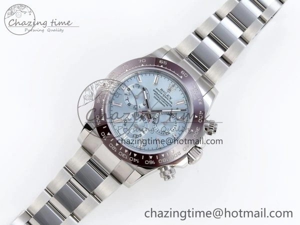 DAYTONA 116506 SS OMF BEST EDITION ICE BLUE CRYSTAL DIAL ON SS BRACELET A7750 (SLIM MOVEMENT)
