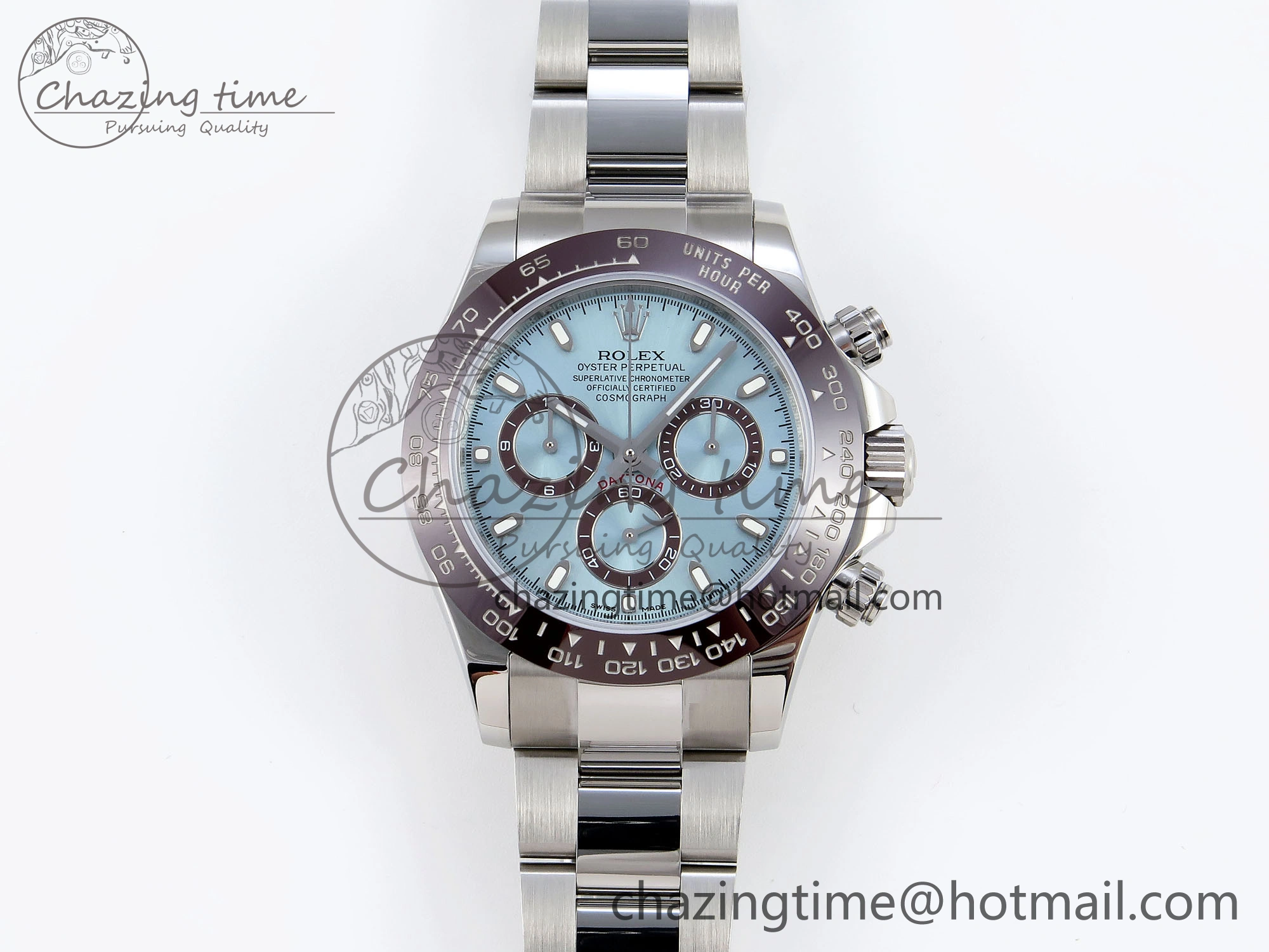 DAYTONA 116506 SS OMF BEST EDITION ICE BLUE DIAL ON SS BRACELET A7750 (SLIM MOVEMENT)