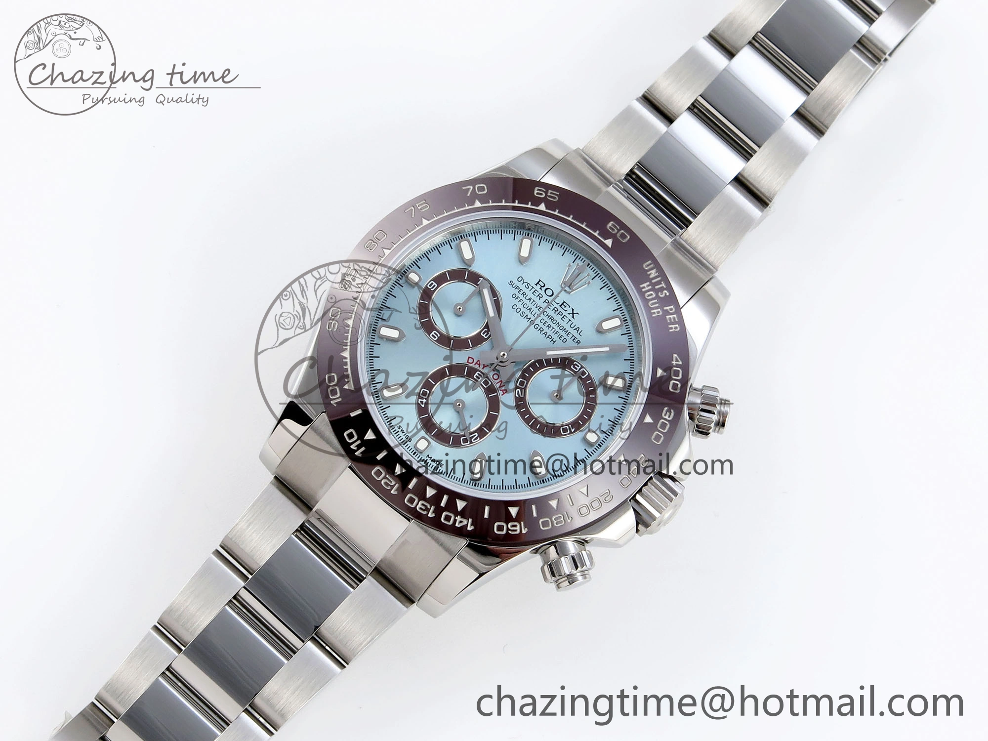 DAYTONA 116506 SS OMF BEST EDITION ICE BLUE DIAL ON SS BRACELET A7750 (SLIM MOVEMENT)