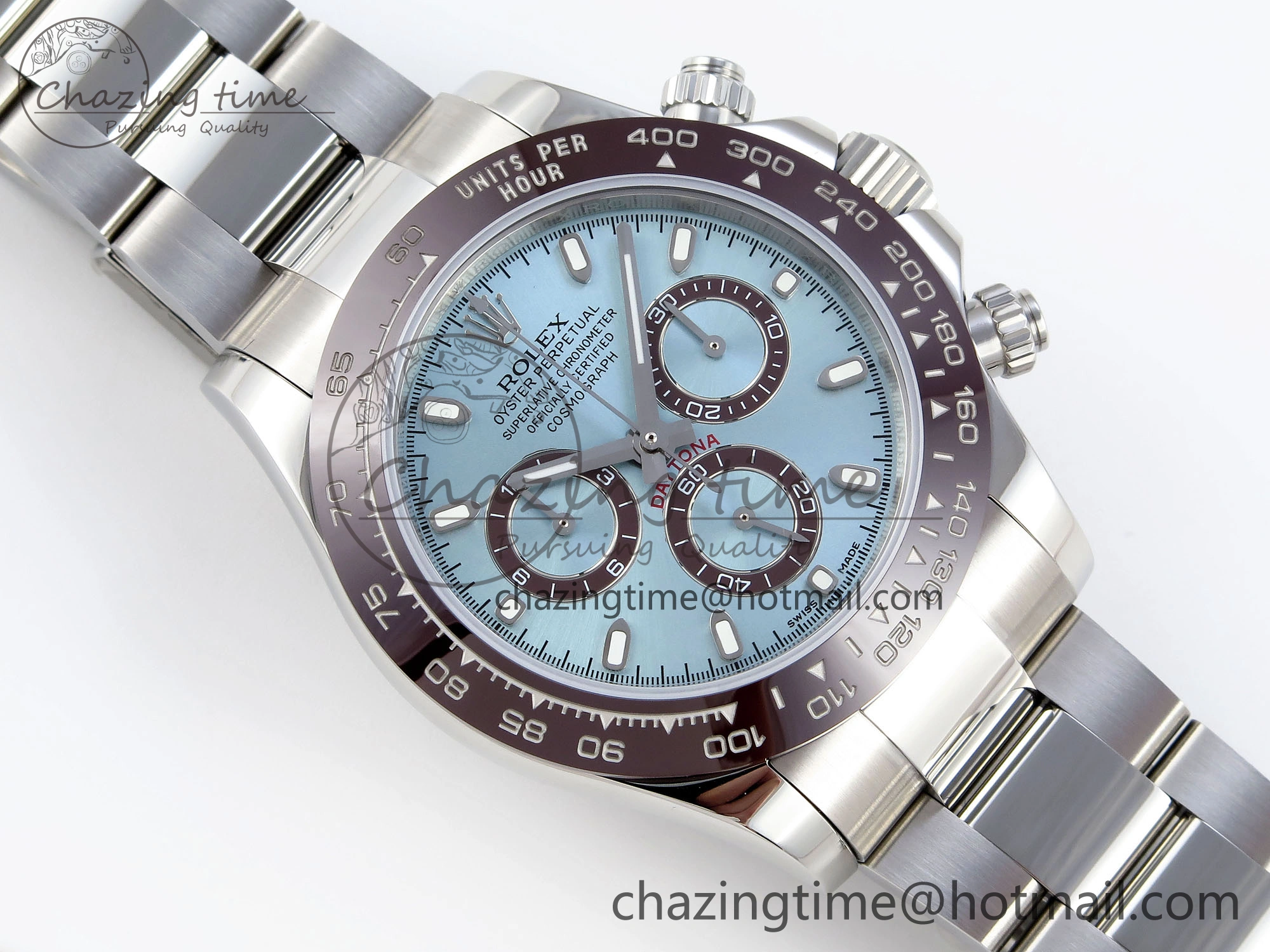 DAYTONA 116506 SS OMF BEST EDITION ICE BLUE DIAL ON SS BRACELET A7750 (SLIM MOVEMENT)