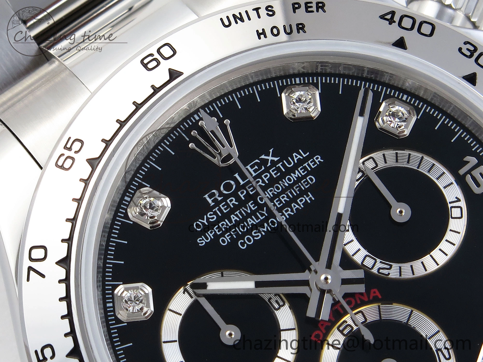 DAYTONA 116509 SS OMF BEST EDITION BLACK DIAMONDS DIAL ON SS BRACELET A7750 (SLIM MOVEMENT)
