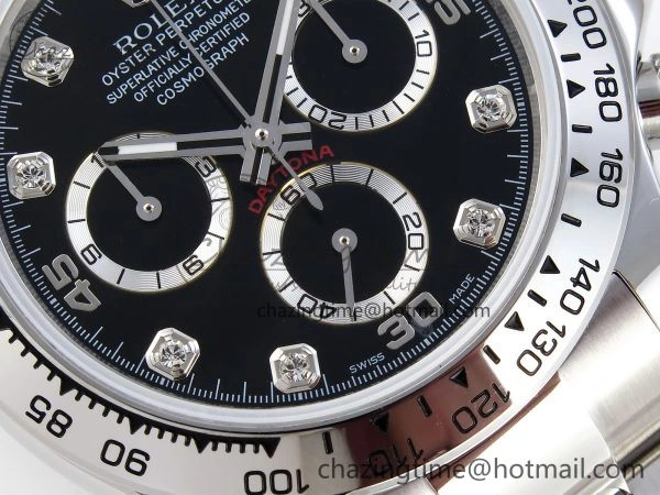 DAYTONA 116509 SS OMF BEST EDITION BLACK DIAMONDS DIAL ON SS BRACELET A7750 (SLIM MOVEMENT)