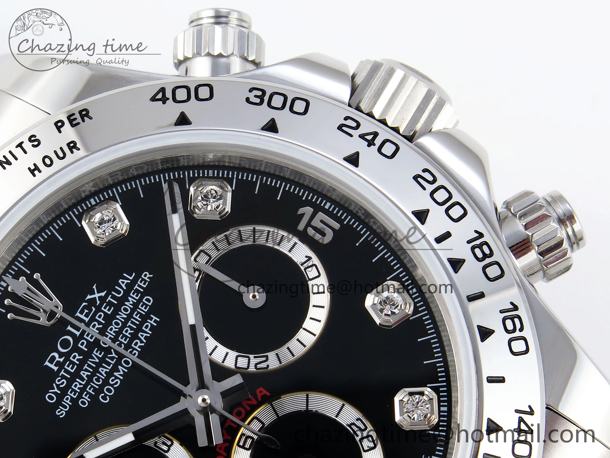 DAYTONA 116509 SS OMF BEST EDITION BLACK DIAMONDS DIAL ON SS BRACELET A7750 (SLIM MOVEMENT)