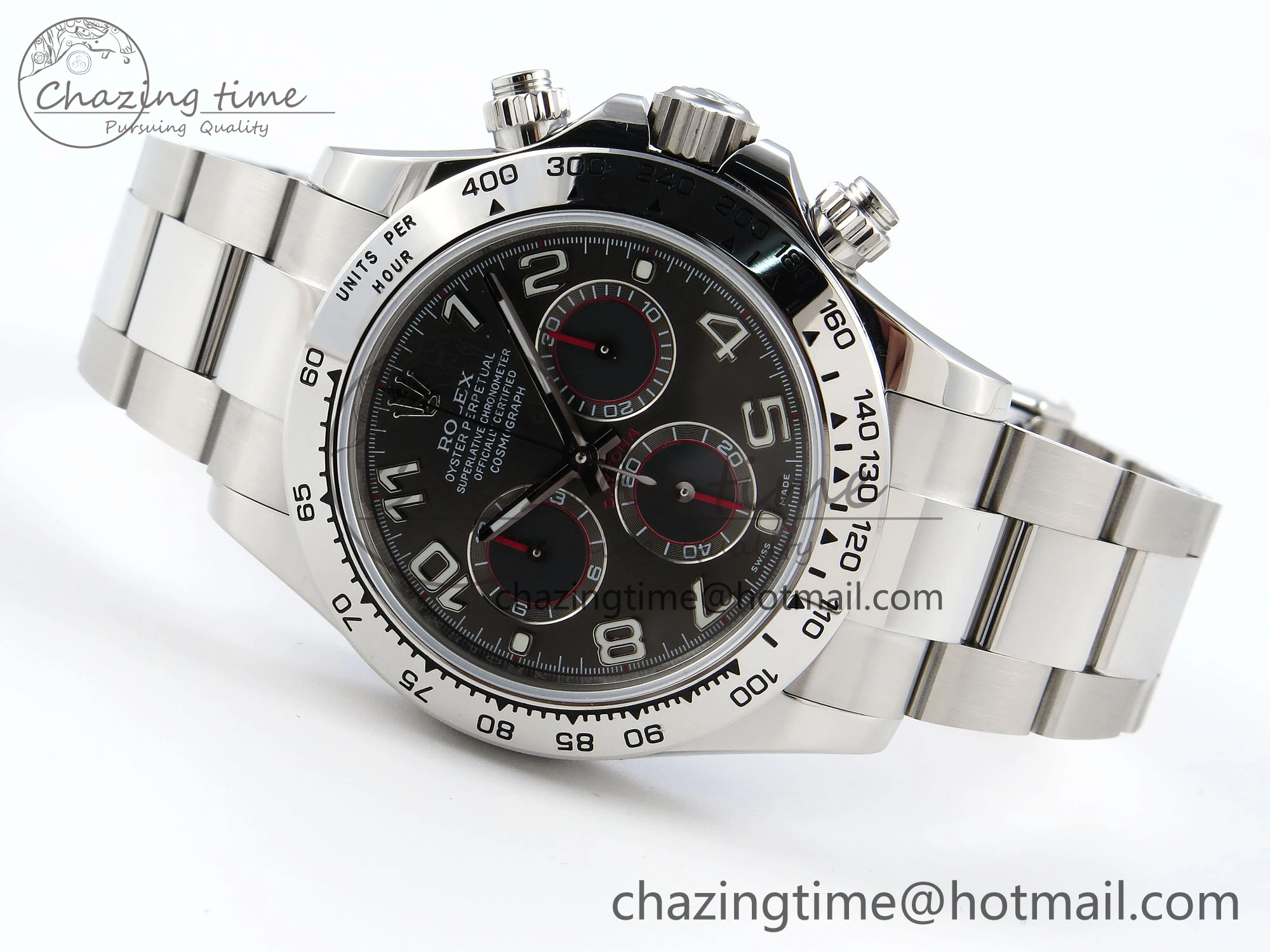 DAYTONA 116509 SS OMF BEST EDITION BLACK NUMERAL DIAL ON SS BRACELET A7750 (SLIM MOVEMENT)