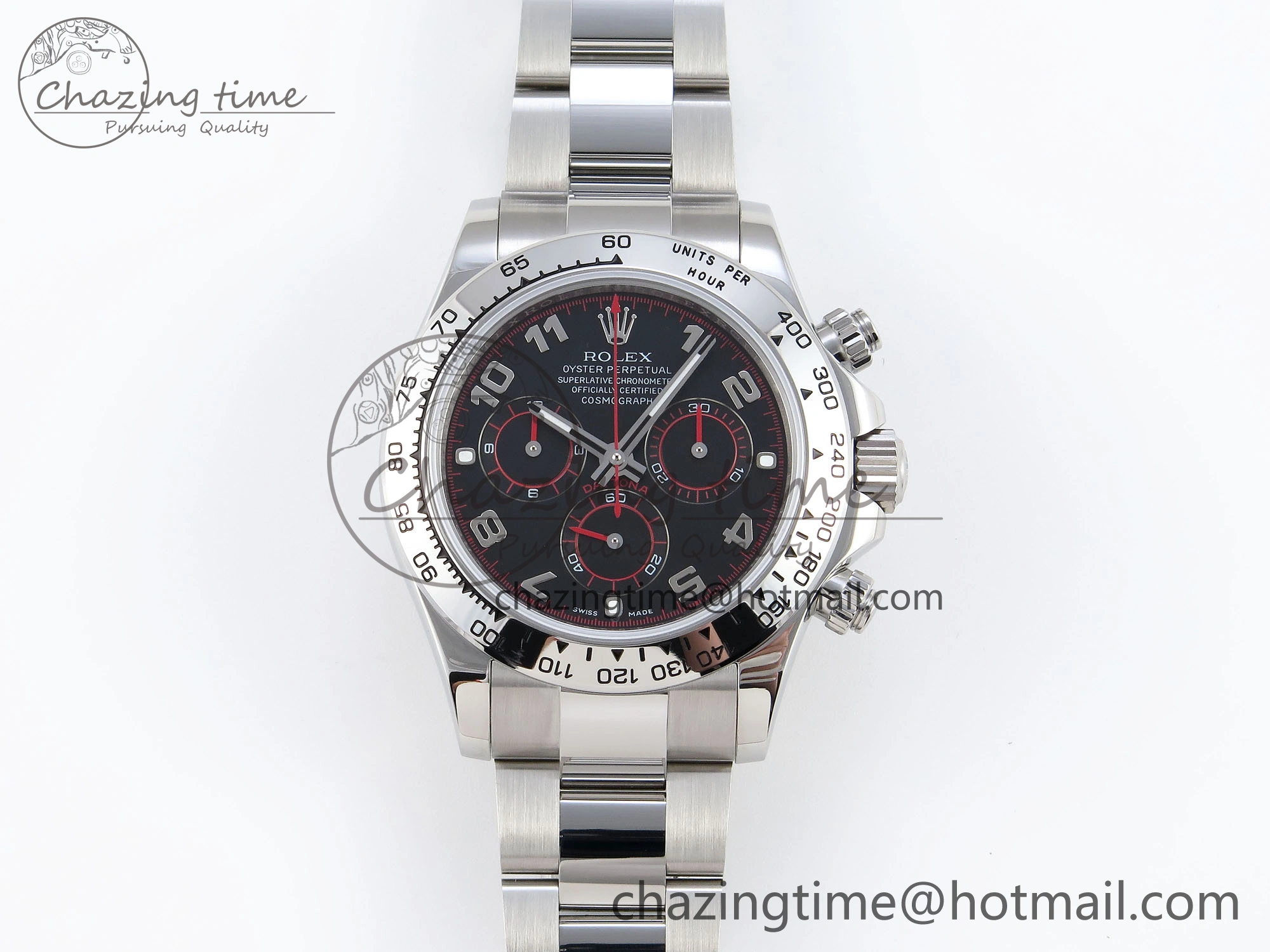 DAYTONA 116509 SS OMF BEST EDITION BLACK NUMERAL DIAL ON SS BRACELET A7750 (SLIM MOVEMENT)