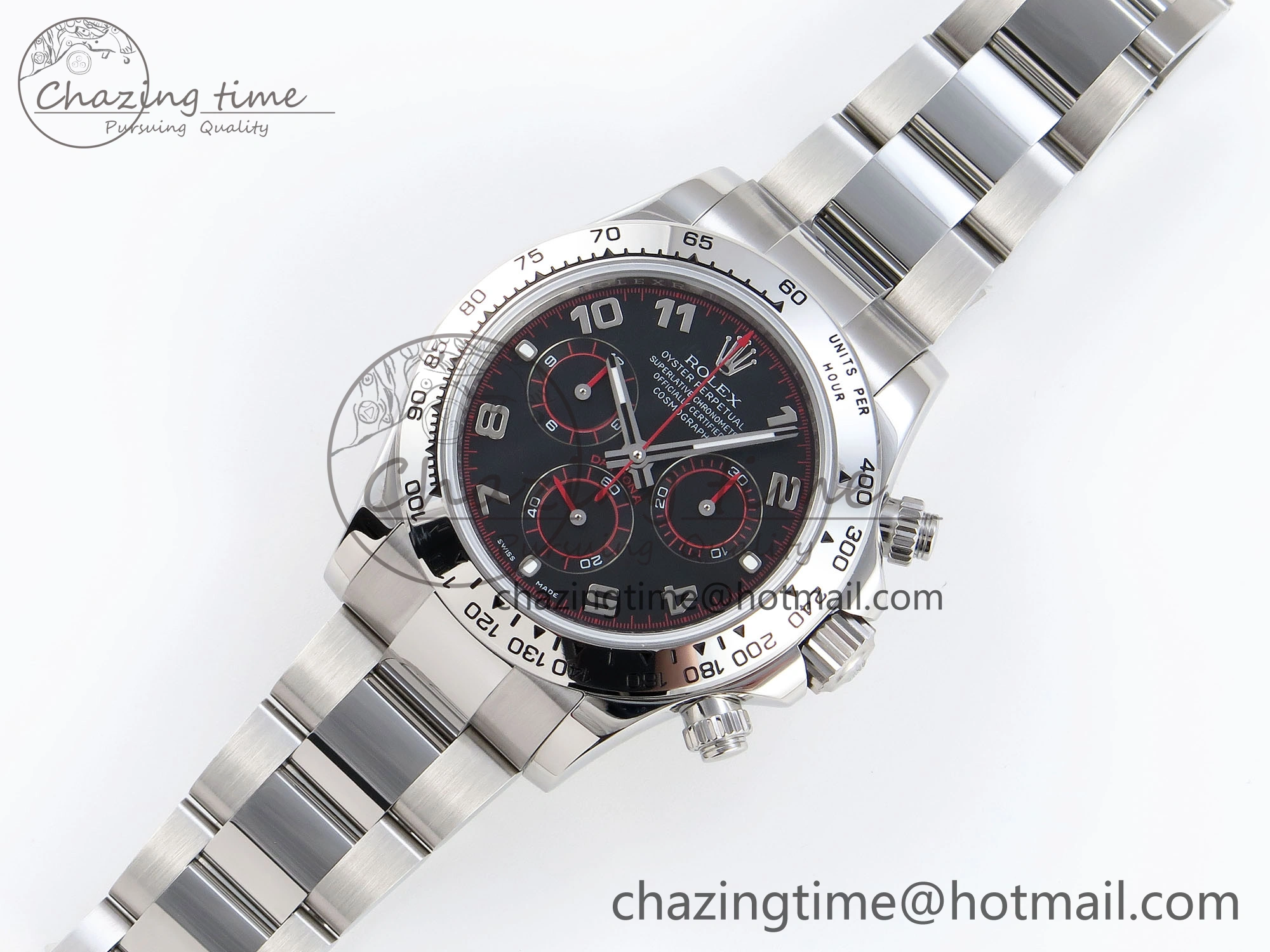 DAYTONA 116509 SS OMF BEST EDITION BLACK NUMERAL DIAL ON SS BRACELET A7750 (SLIM MOVEMENT)